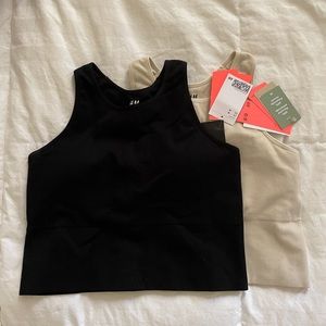 H&M Workout Top in Tan & Black (Pair of 2)